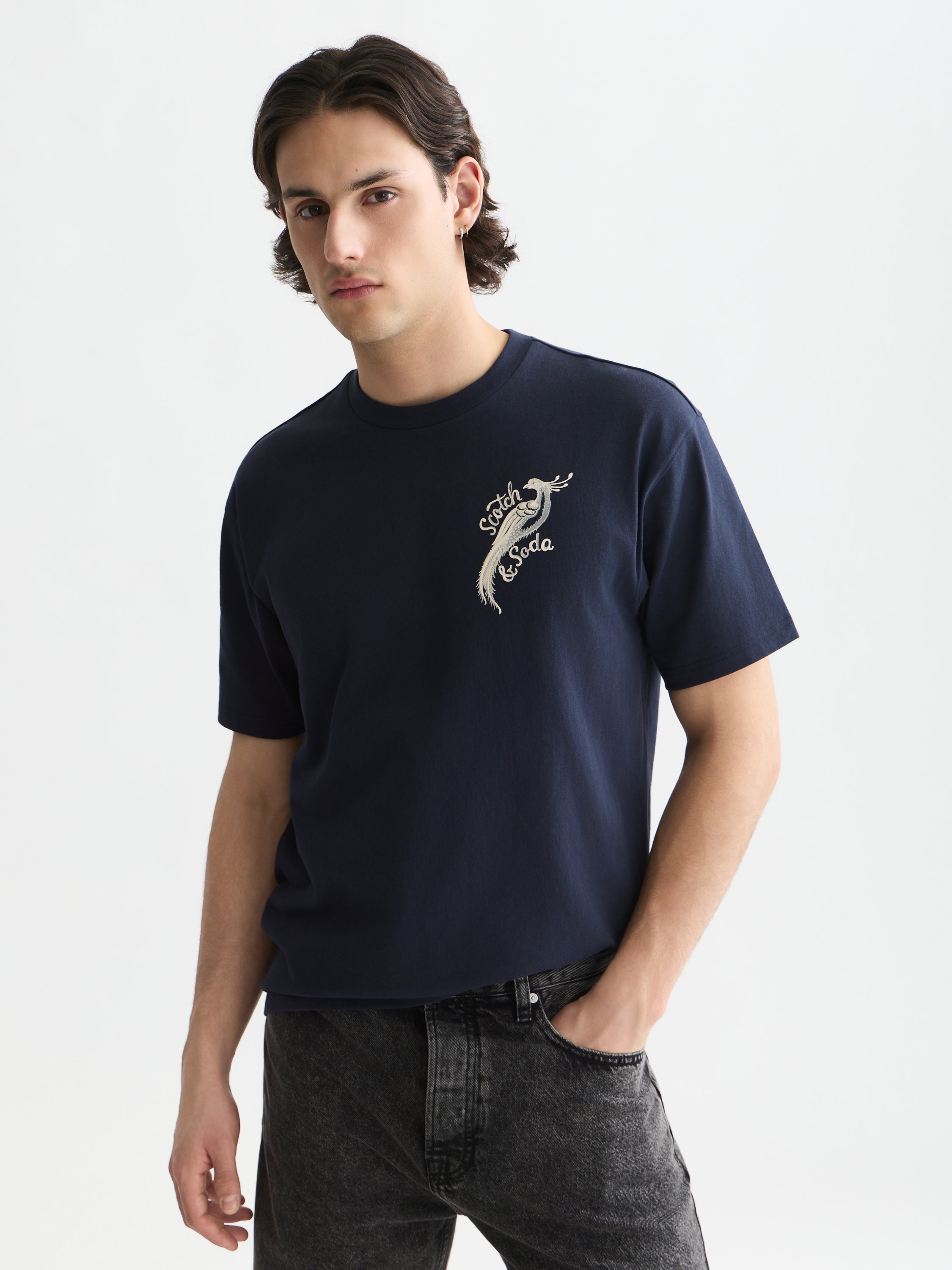 Delfts Blauw Front And Back Artwork Relaxed Fit T-Shirt - Sky Captain