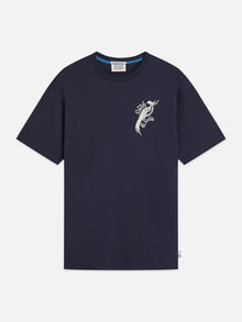 Delfts Blauw Front And Back Artwork Relaxed Fit T-Shirt - Sky Captain