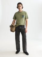 Chest Pocket With Artwork Relaxed Fit T-Shirt - Oil Green