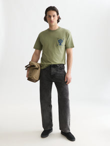 Chest Pocket With Artwork Relaxed Fit T-Shirt - Oil Green