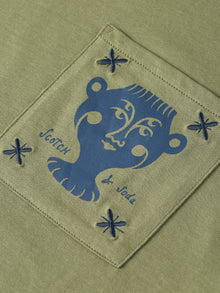 Chest Pocket With Artwork Relaxed Fit T-Shirt - Oil Green