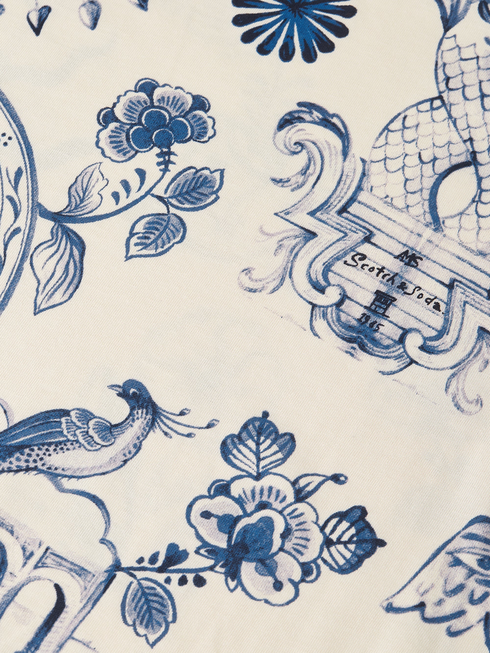 Printed Relaxed Fit T-Shirt - Delft Tiles Blue