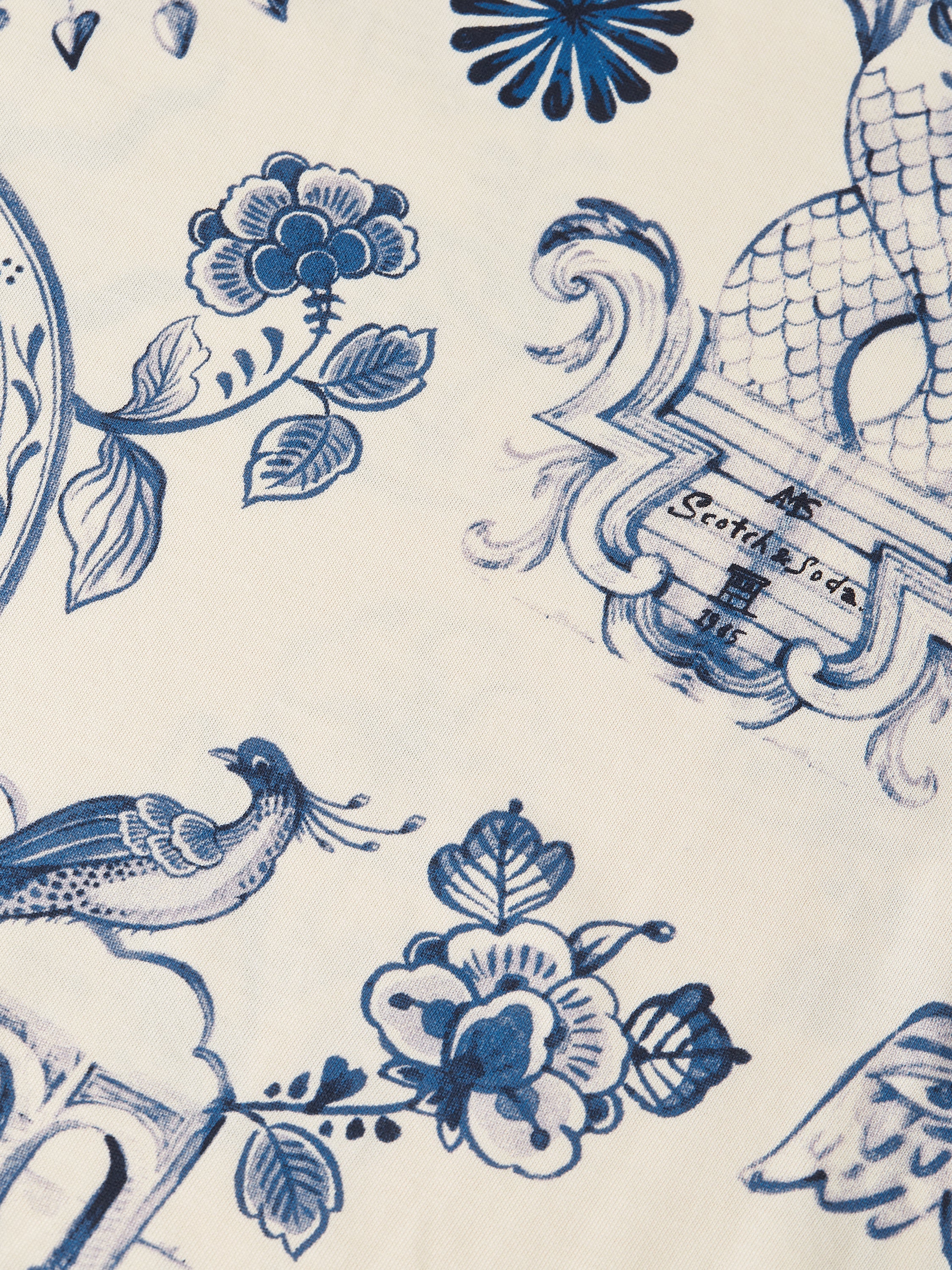 Printed Relaxed Fit T-Shirt - Delft Tiles Blue