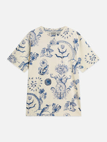 Printed Relaxed Fit T-Shirt - Delft Tiles Blue