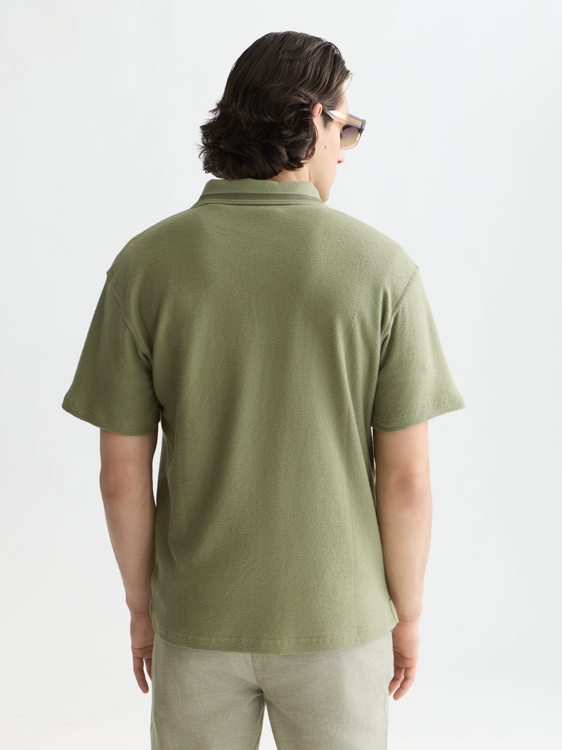 Structured Relaxed Fit Polo - Oil Green