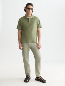 Structured Relaxed Fit Polo - Oil Green