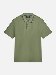 Structured Relaxed Fit Polo - Oil Green