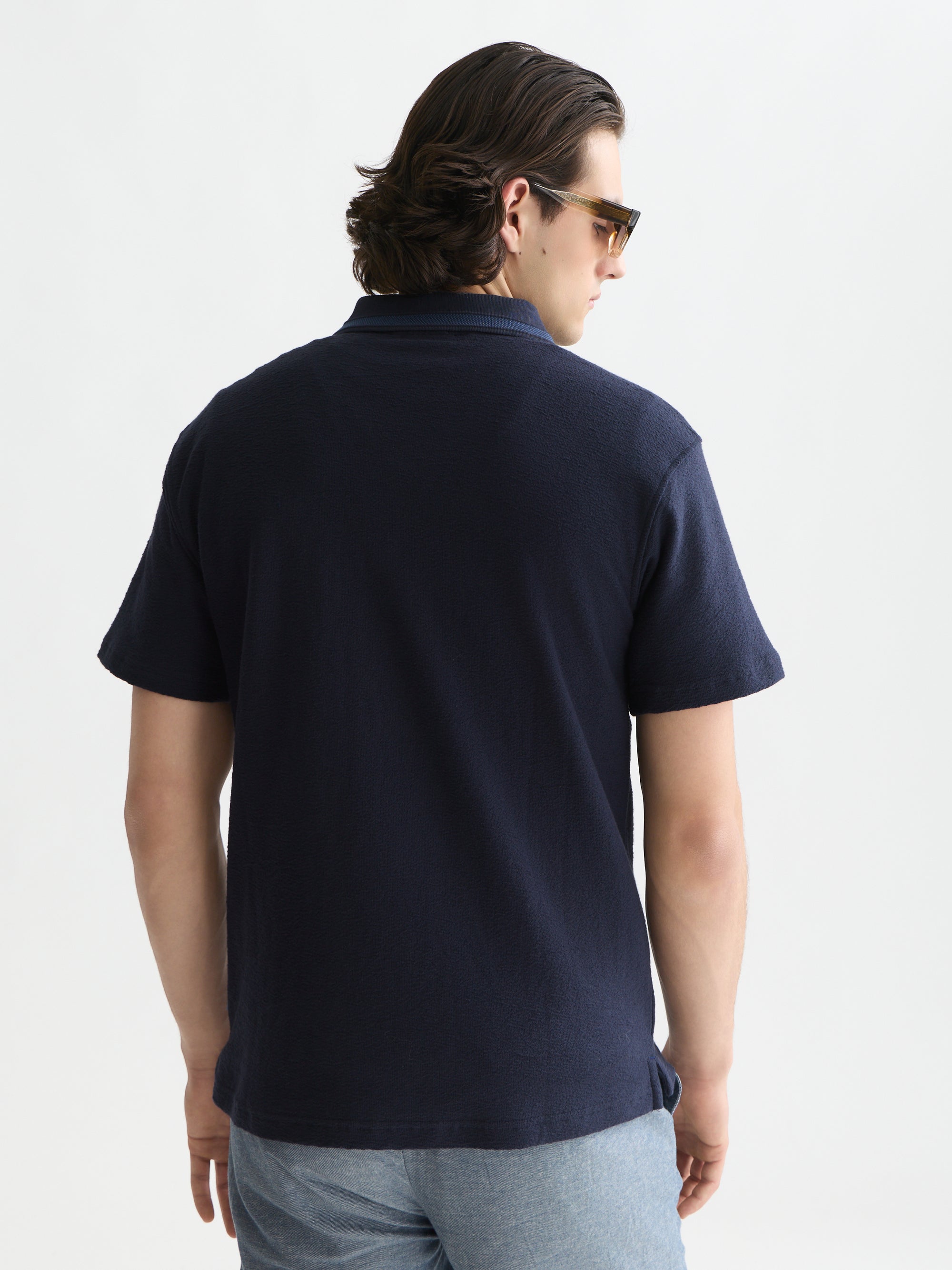 Structured Relaxed Fit Polo - Sky Captain