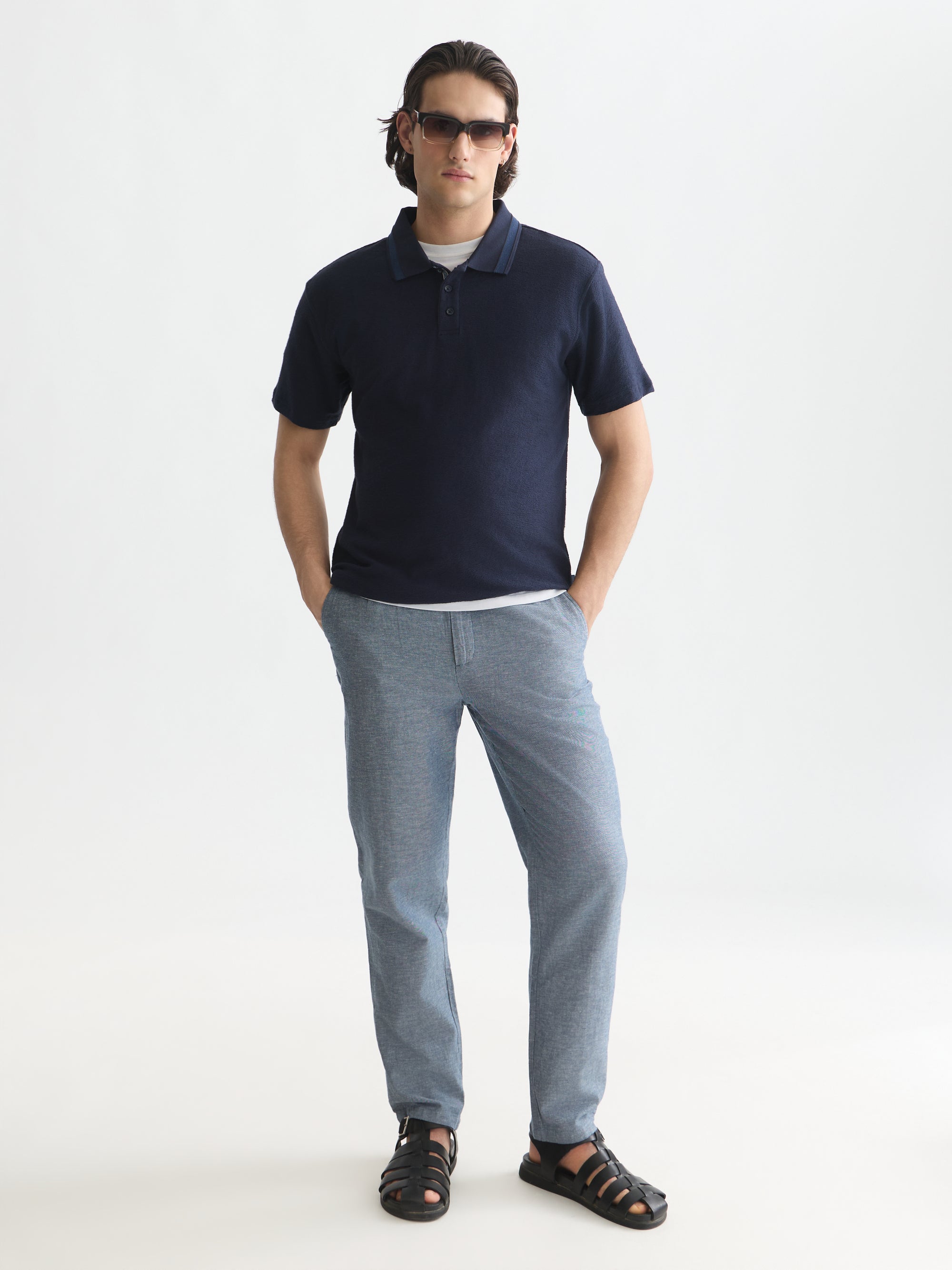 Structured Relaxed Fit Polo - Sky Captain