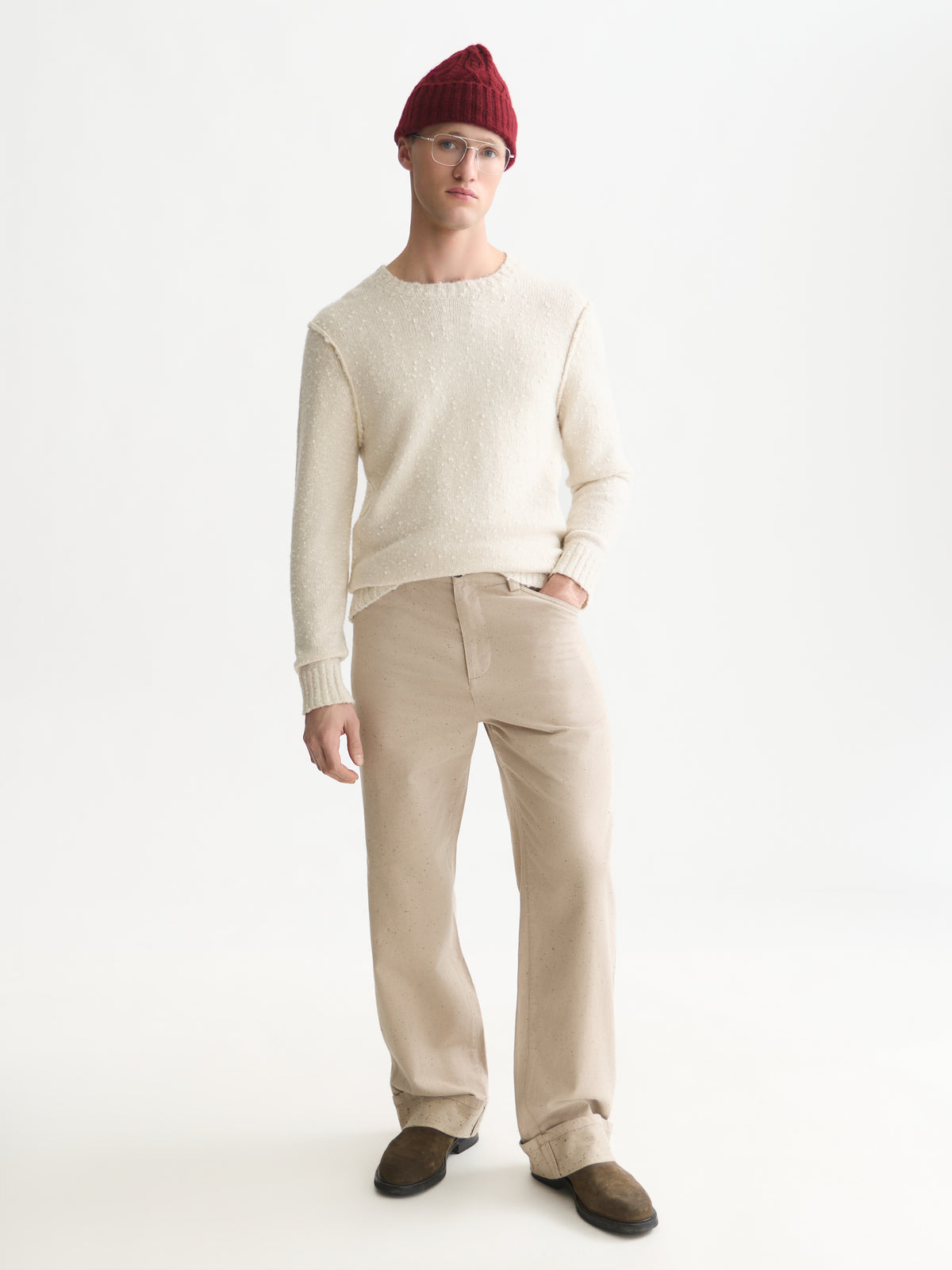 Bouclã‰ Melange Wool-Alpaca-Blend Regular-Fit Pullover - Eggnog Melange-3