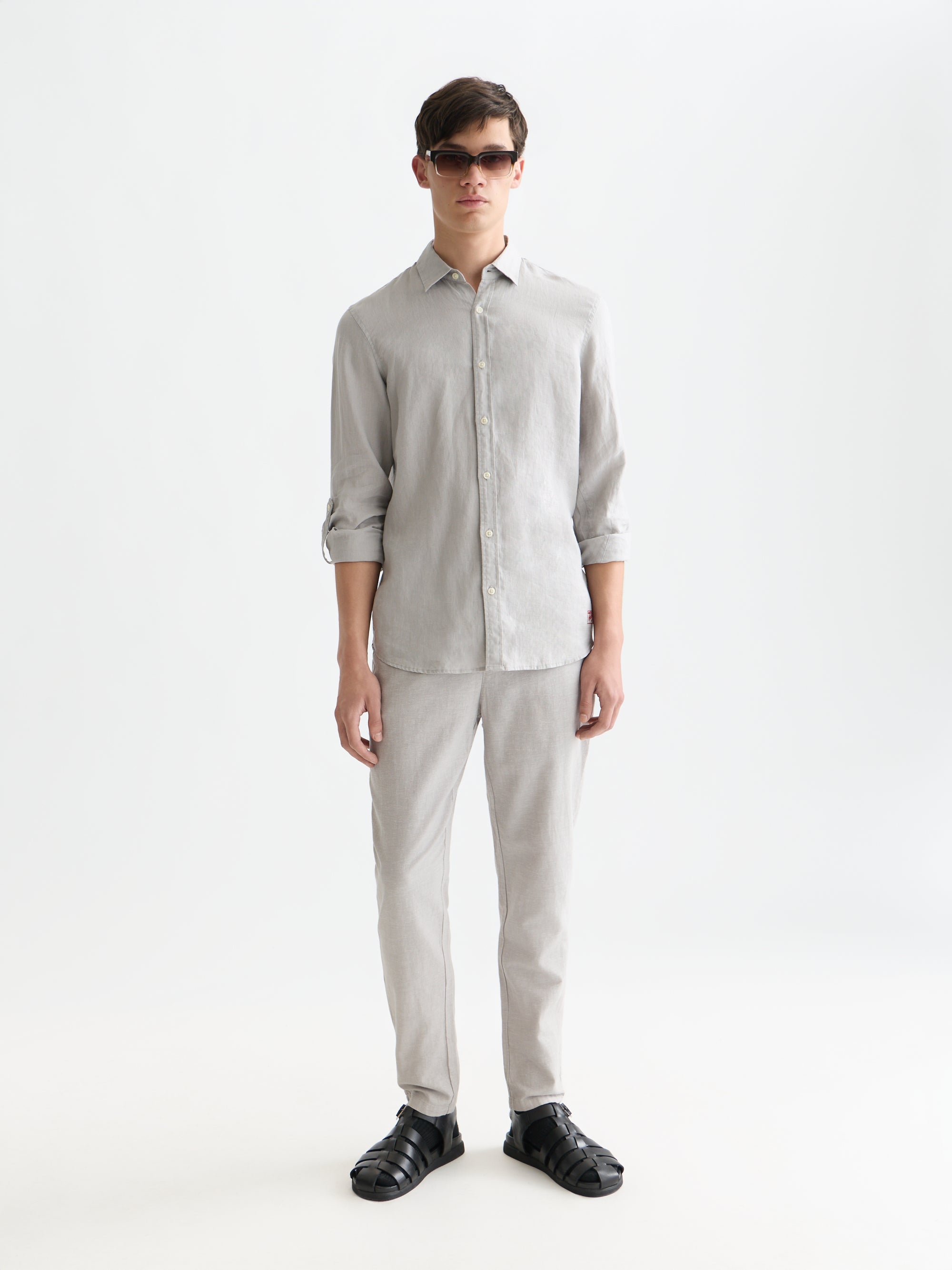 Pantalon de jogging Seasonal Core Warren en sergé de coton et lin - Gris