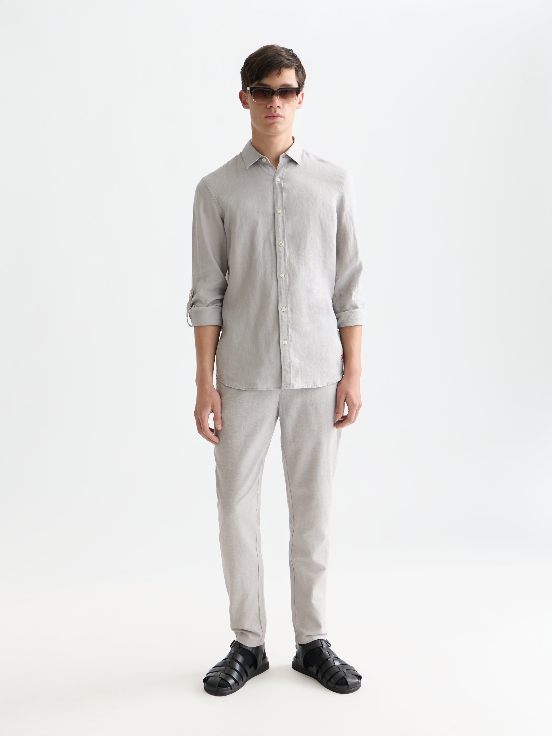 Pantalon de jogging Seasonal Core Warren en sergé de coton et lin - Gris