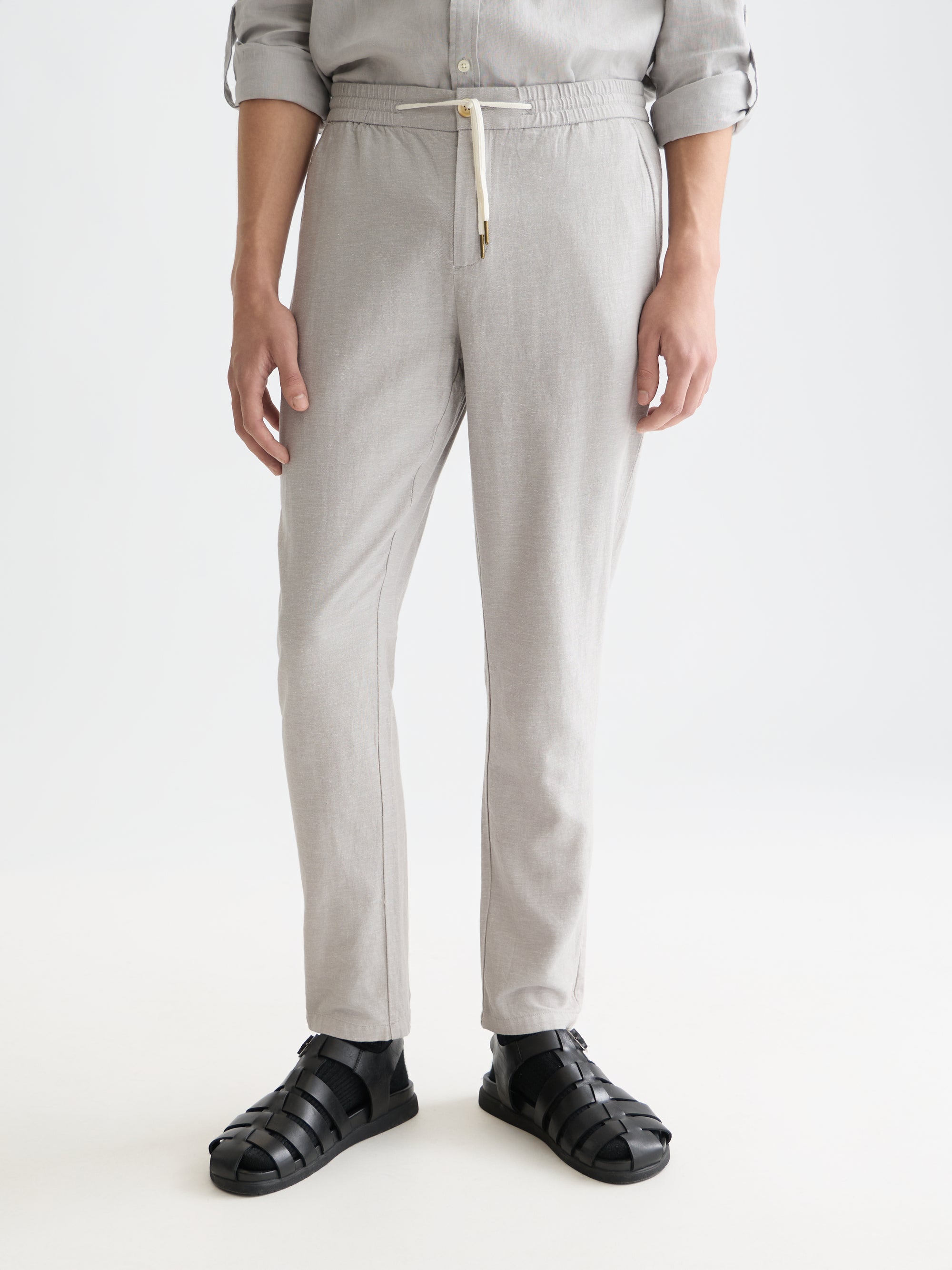 Pantalon de jogging Seasonal Core Warren en sergé de coton et lin - Gris