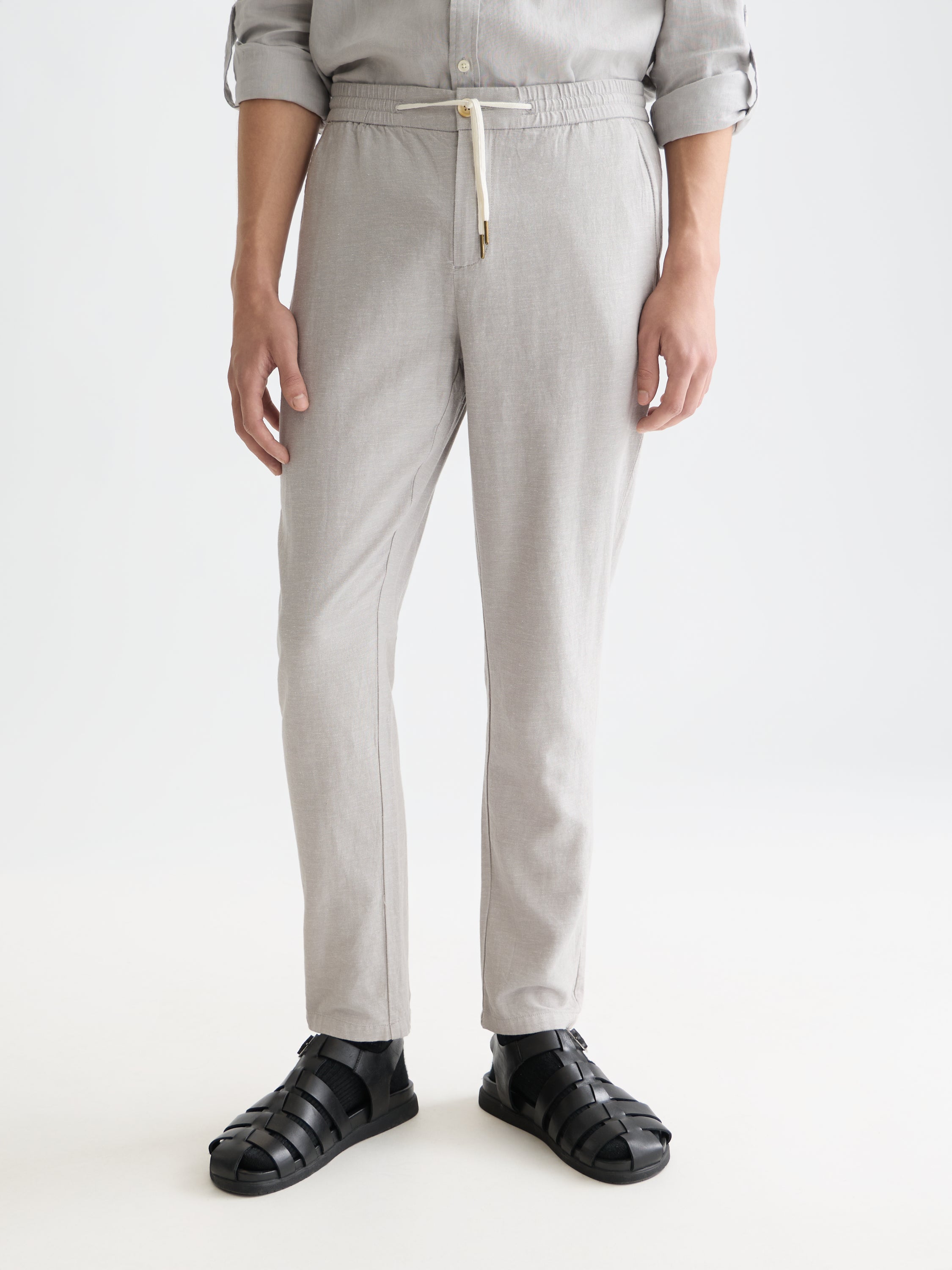 Pantalon de jogging Seasonal Core Warren en sergé de coton et lin - Gris