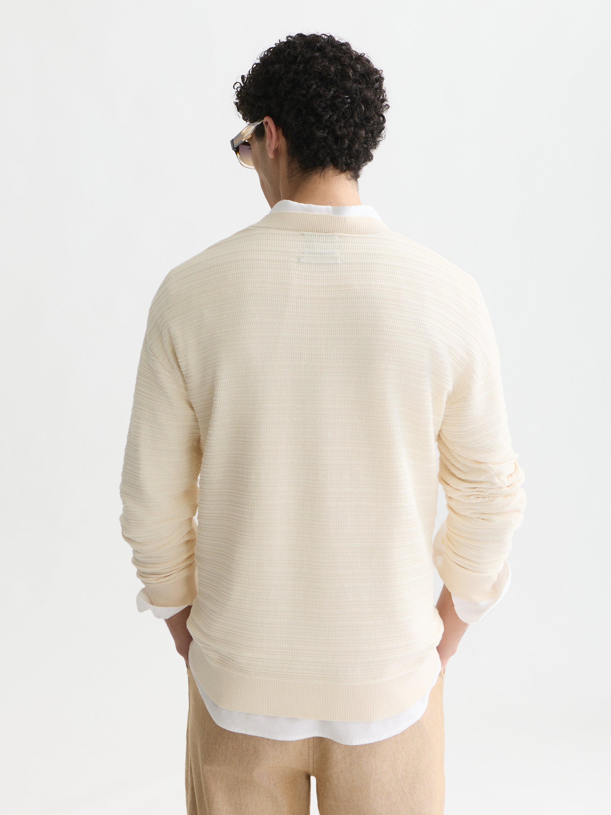 Structured Chest Pocket Relaxed Fit Pullover - Eggnog