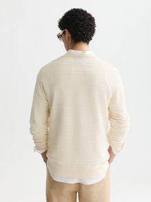 Structured Chest Pocket Relaxed Fit Pullover - Eggnog