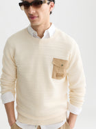 Structured Chest Pocket Relaxed Fit Pullover - Eggnog