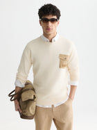 Structured Chest Pocket Relaxed Fit Pullover - Eggnog
