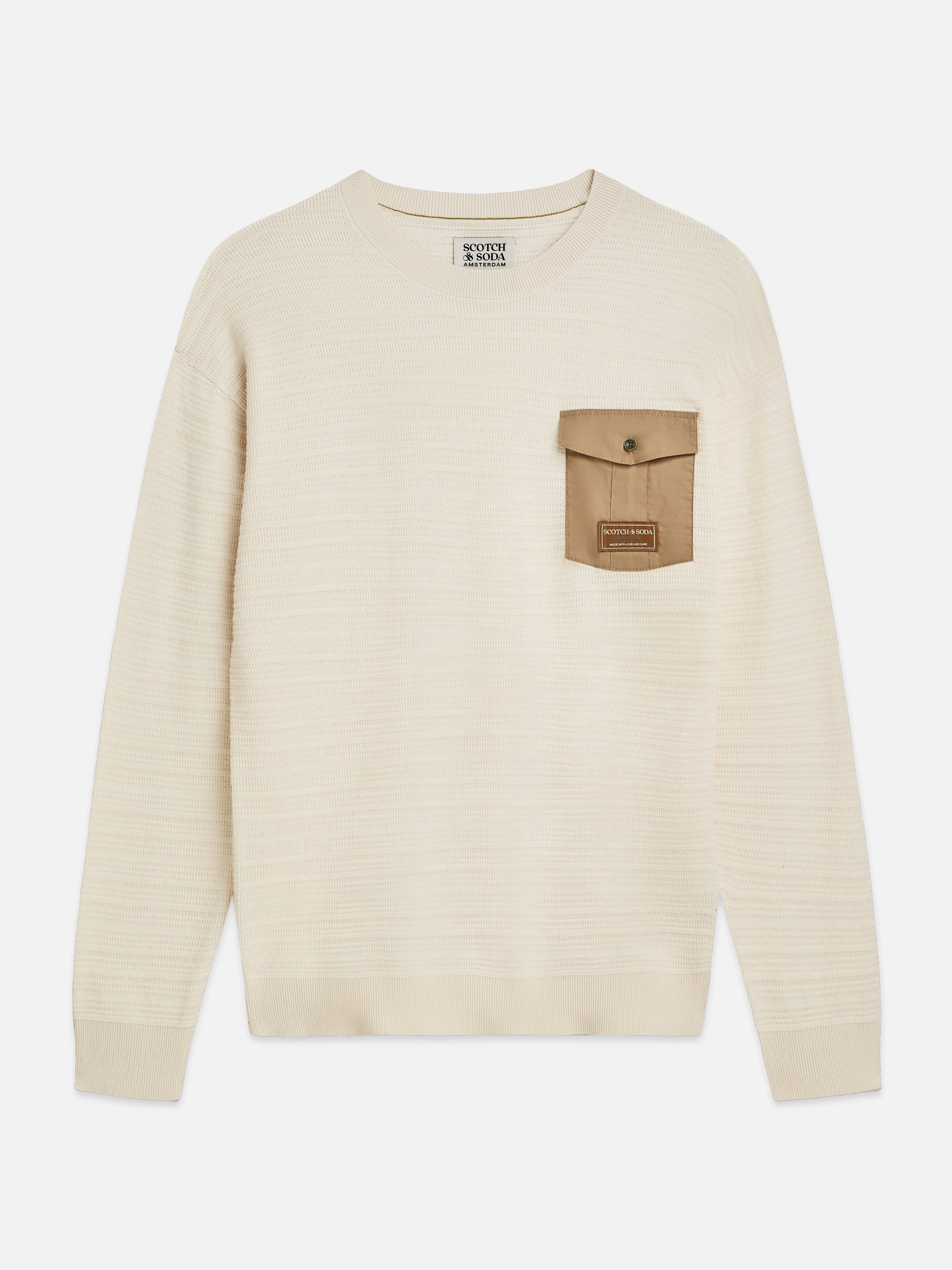 Structured Chest Pocket Relaxed Fit Pullover - Eggnog