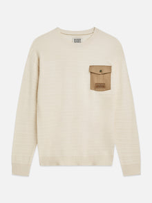 Structured Chest Pocket Relaxed Fit Pullover - Eggnog