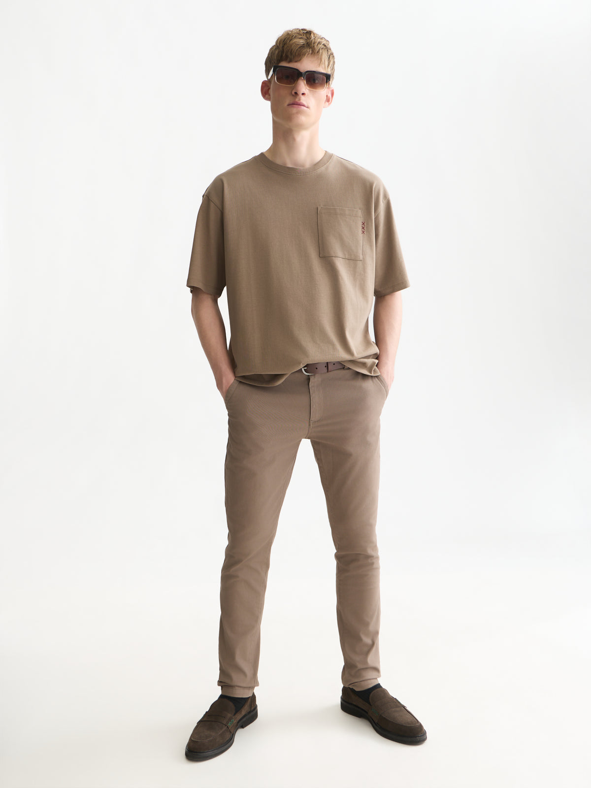 Seasonal Core 3 Crosses Chest Pocket Loose-Fit T-Shirt - Walnut-3