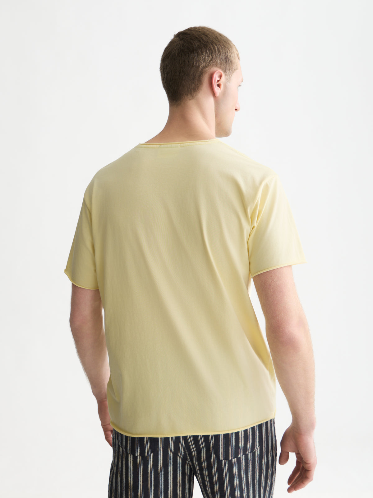 Seasonal Core Raw Edge Relaxed-Fit Garment Dye T-Shirt - Pastel Yellow