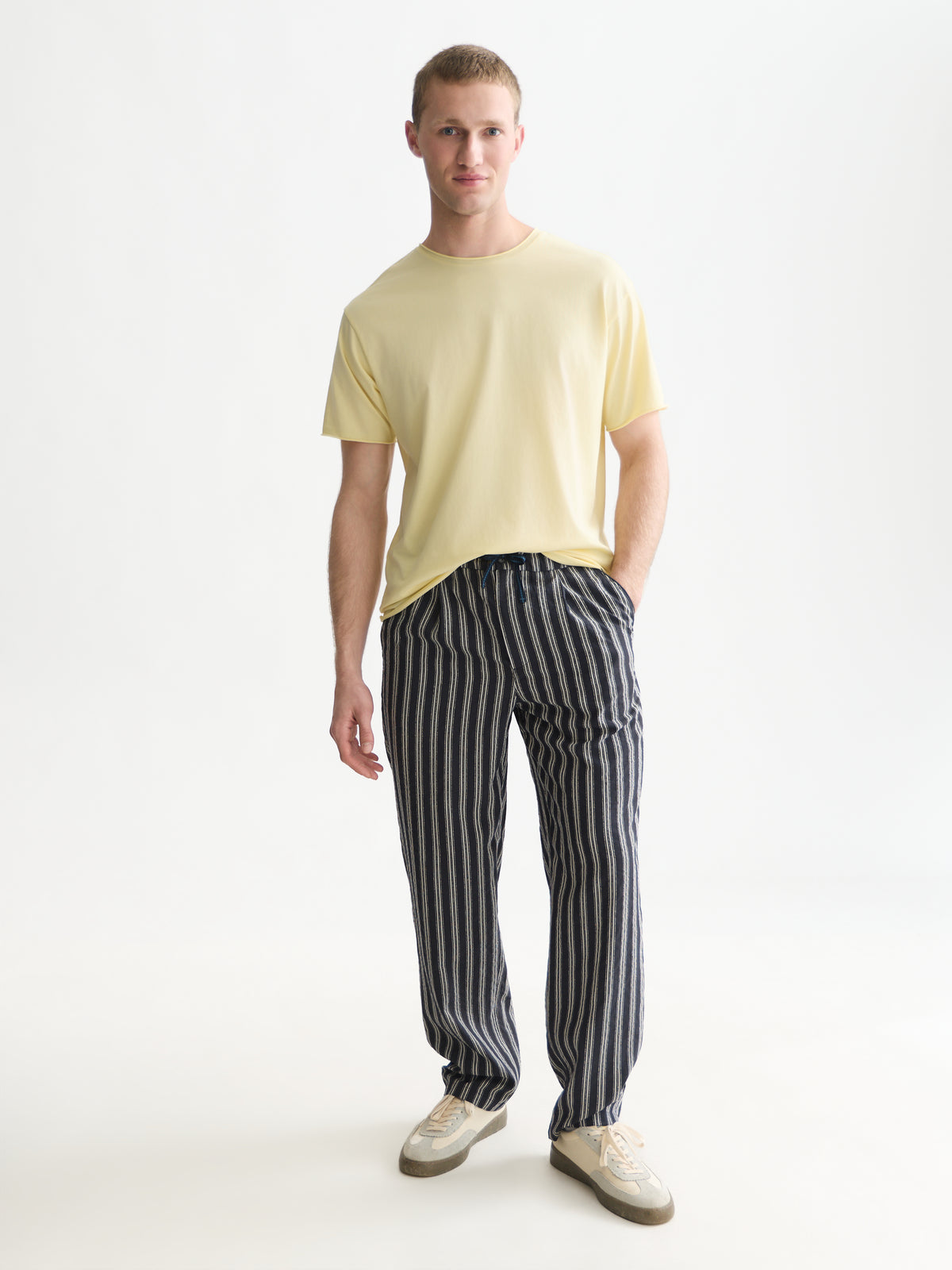 Seasonal Core Raw Edge Relaxed-Fit Garment Dye T-Shirt - Pastel Yellow