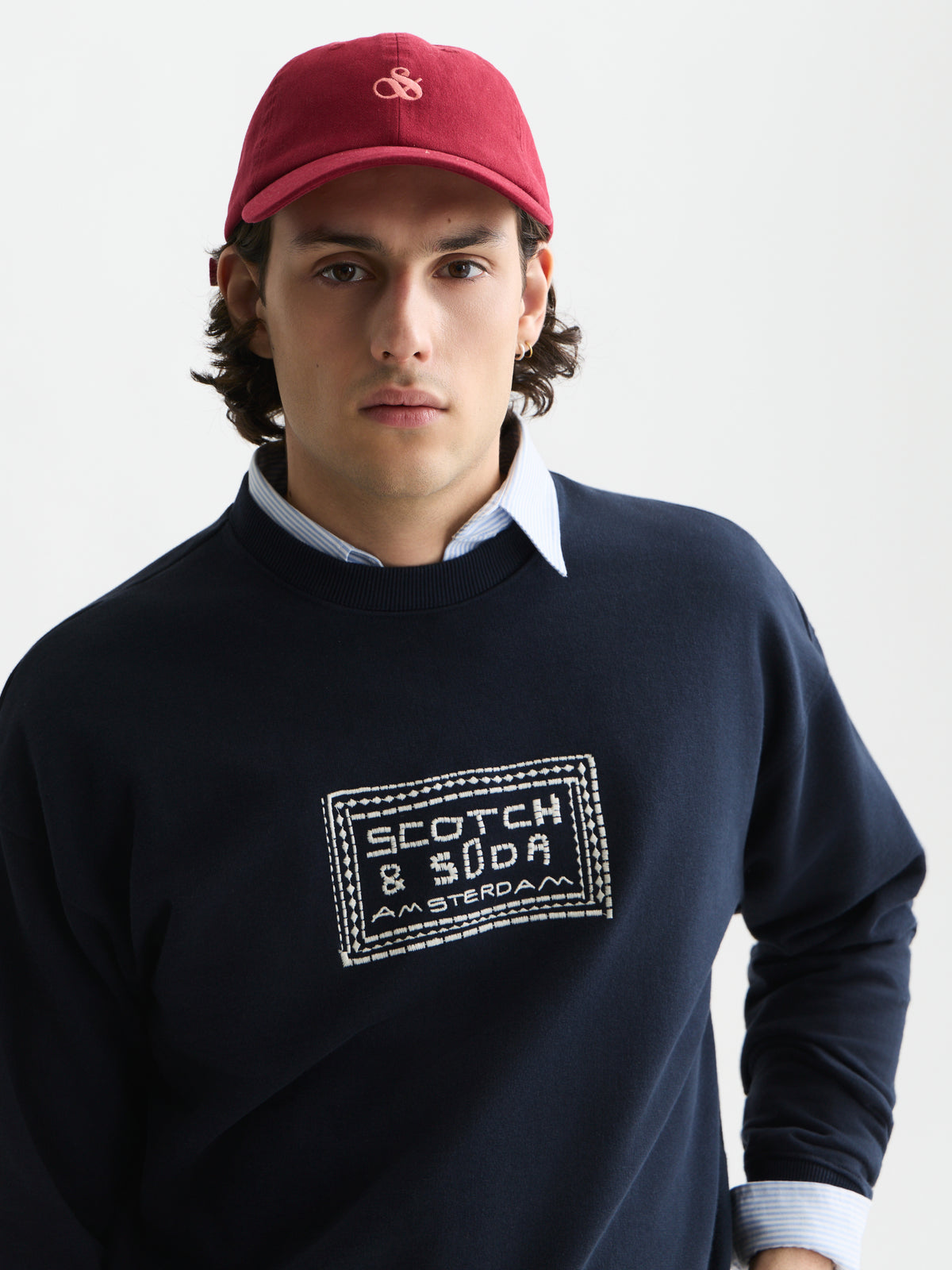 Front Embroidered Artwork Relaxed Fit Sweatshirt - Sky Captain-3