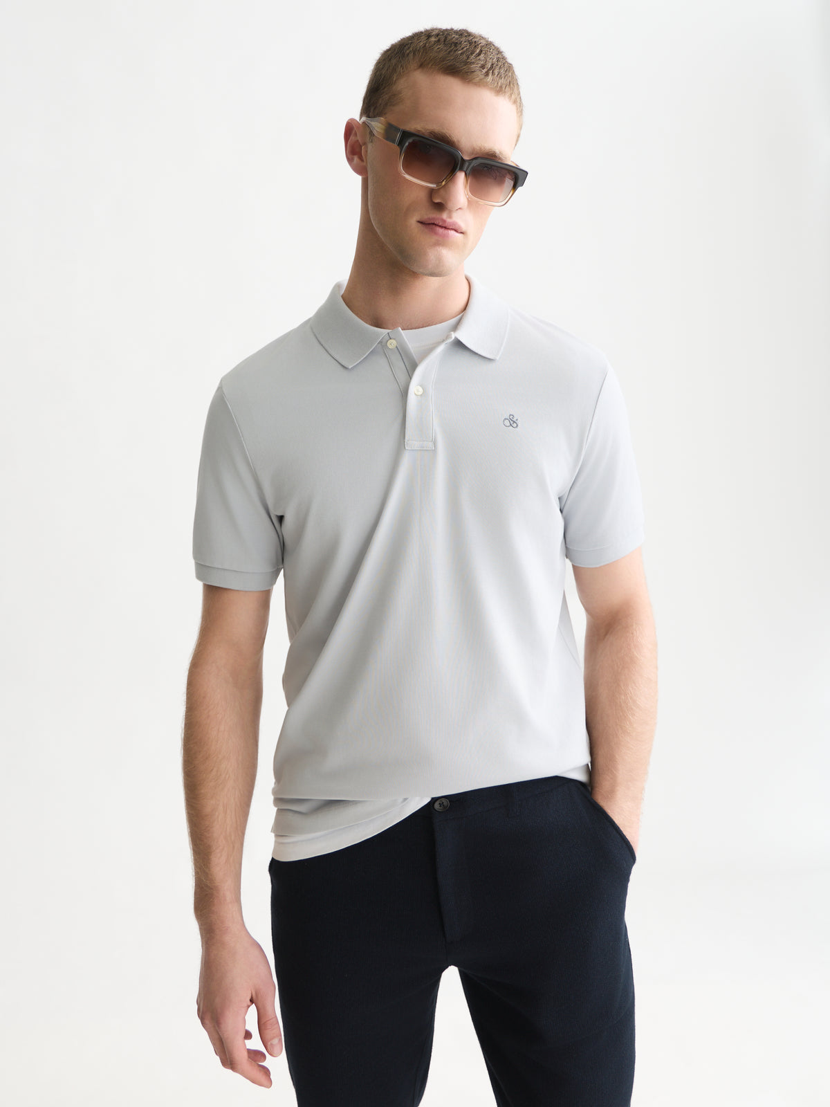 Seasonal Core Pique Chest Logo Polo - Grey Dawn