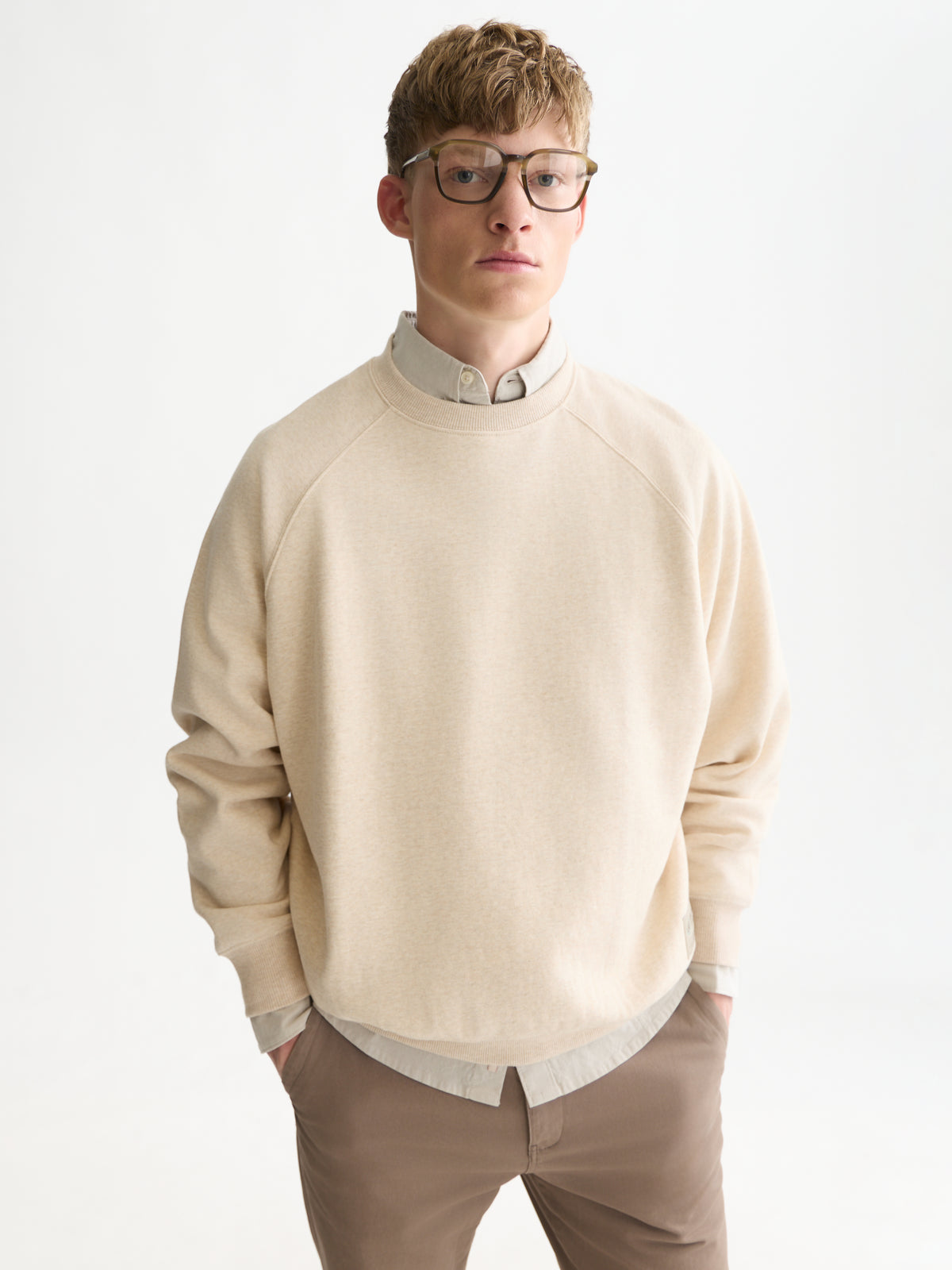 Melange Loose-Fit Sweatshirt - Oatmeal Melange-1