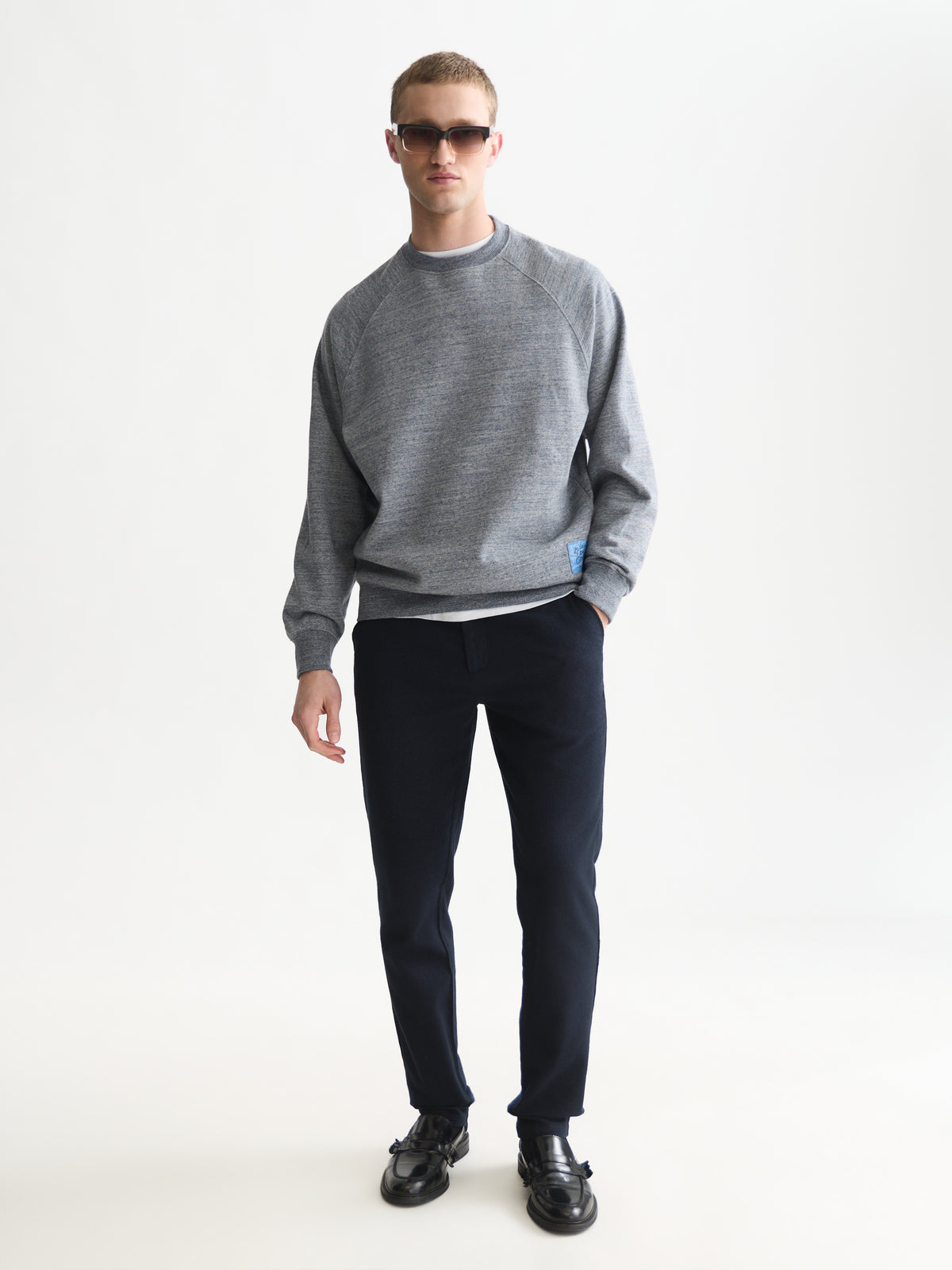 Melange Loose-Fit Sweatshirt - Sky Captain Melange