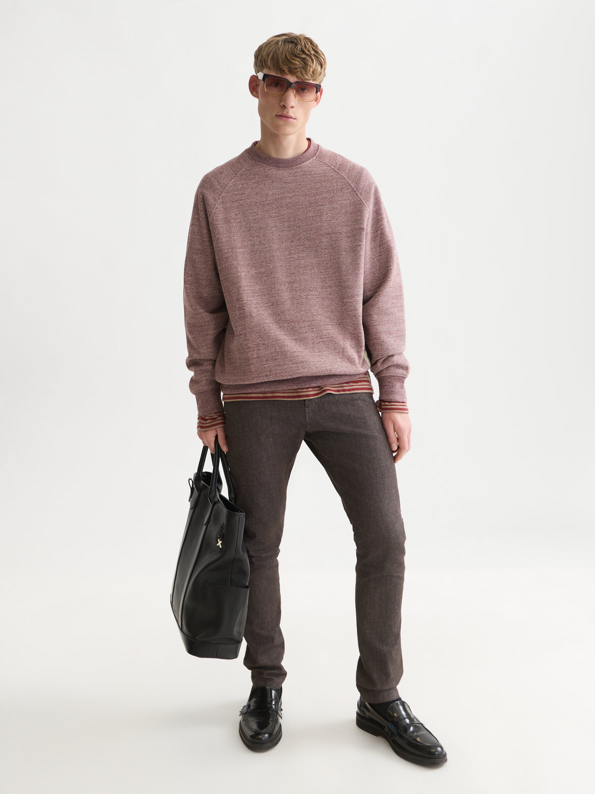 Melange Loose-Fit Sweatshirt - New Maroon Melange-3
