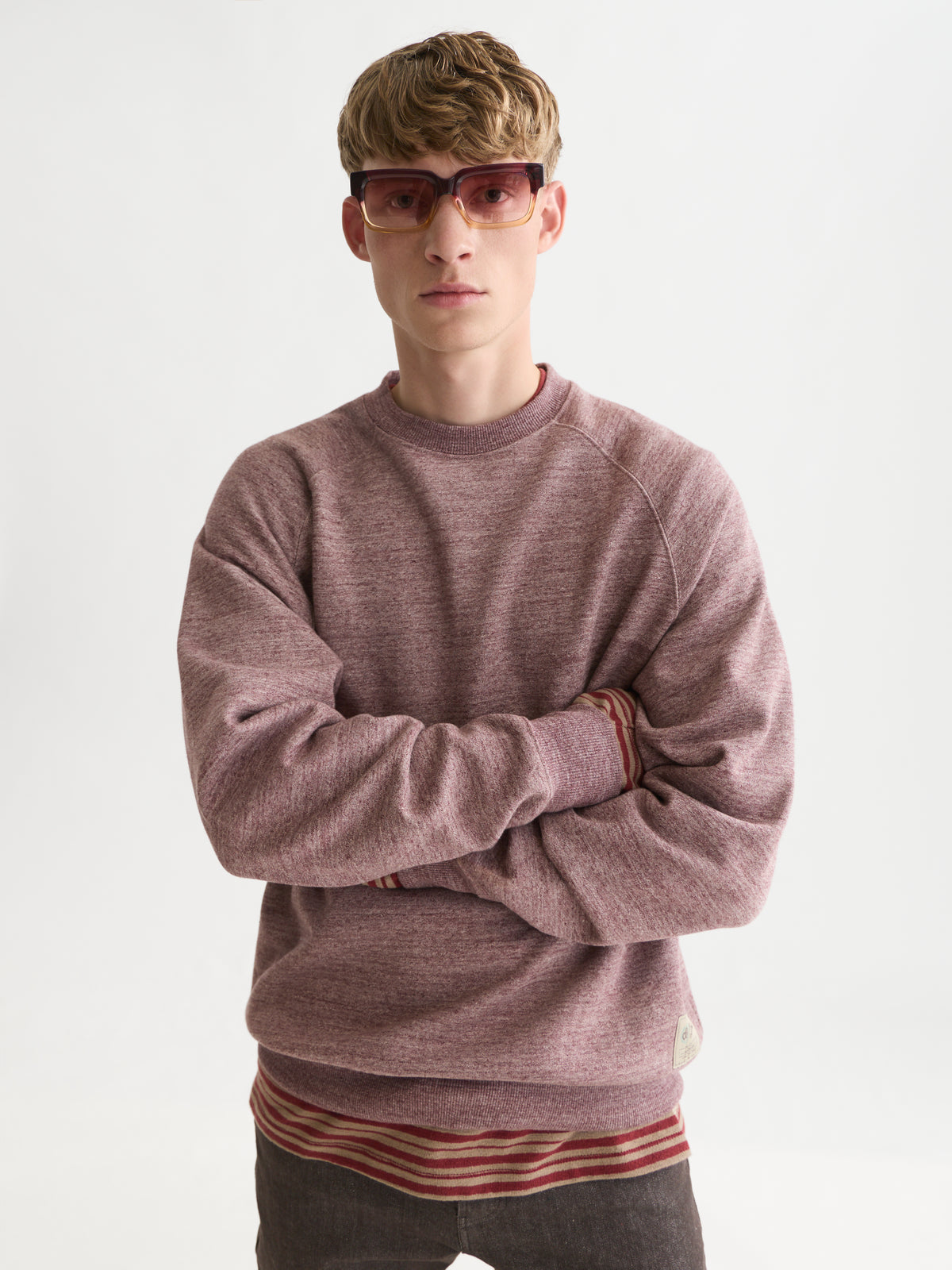 Melange Loose-Fit Sweatshirt - New Maroon Melange
