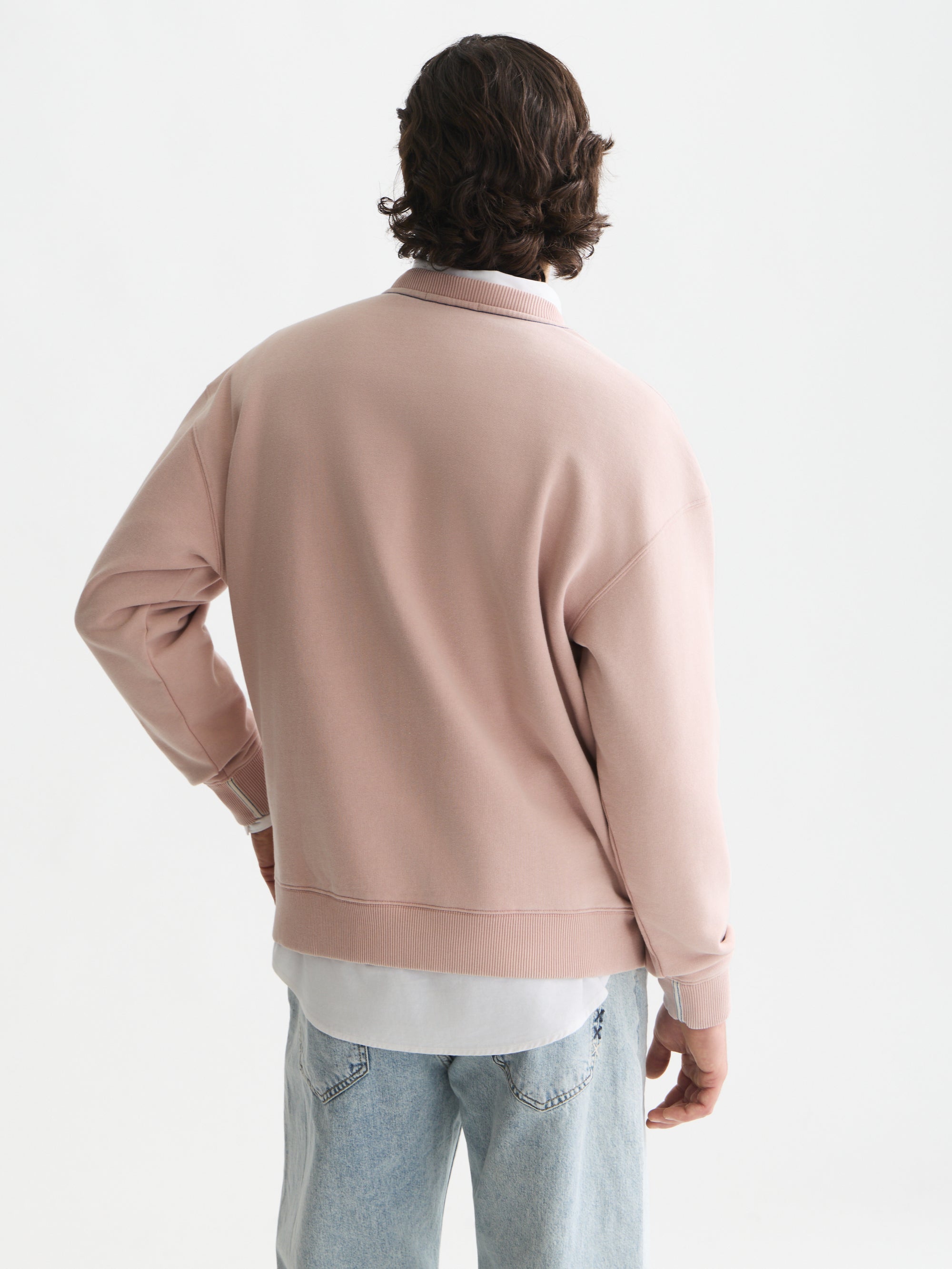 Front Artwork Washed Loose Fit Sweatshirt - Misty Rose