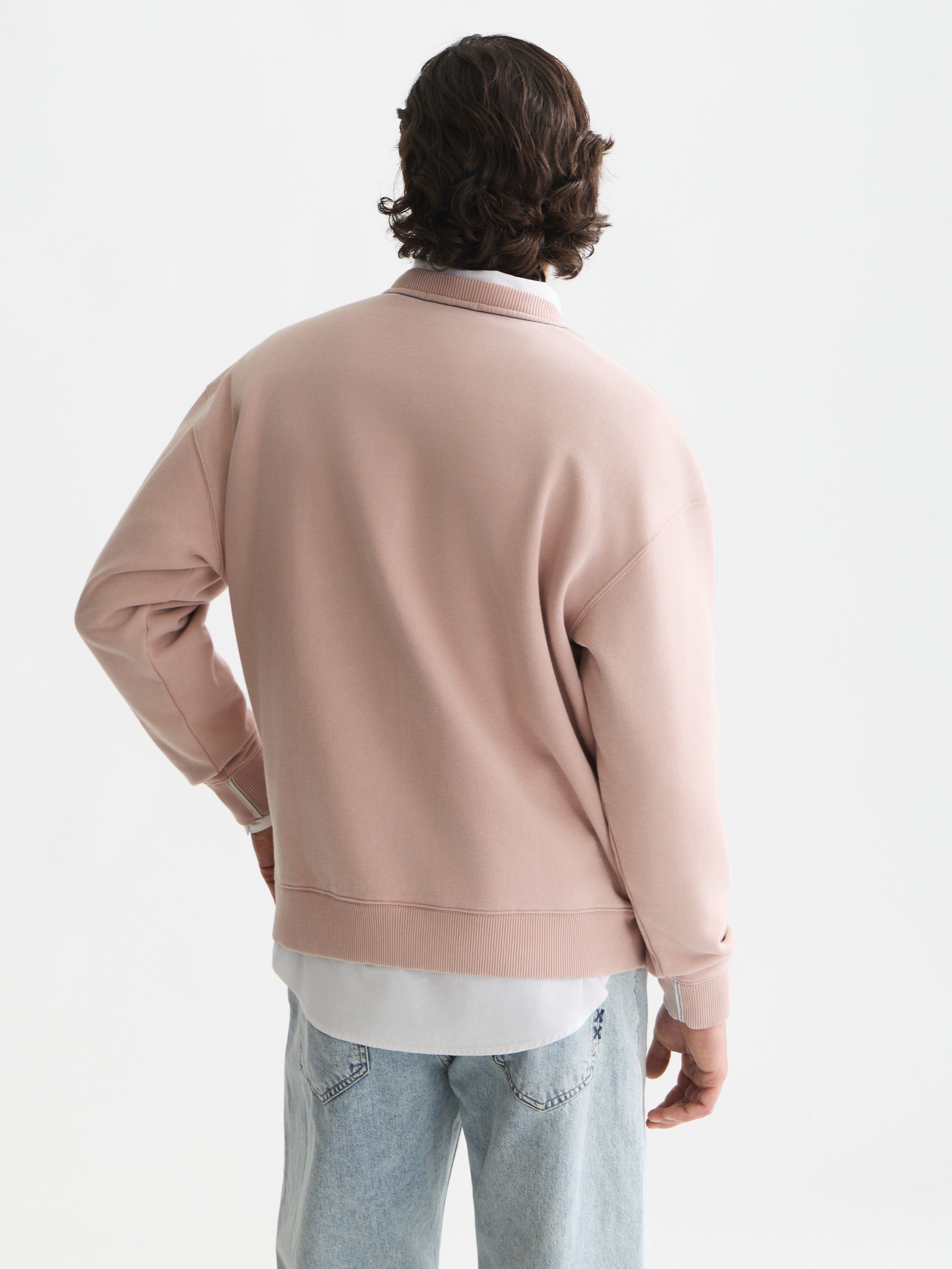 Front Artwork Washed Loose Fit Sweatshirt - Misty Rose