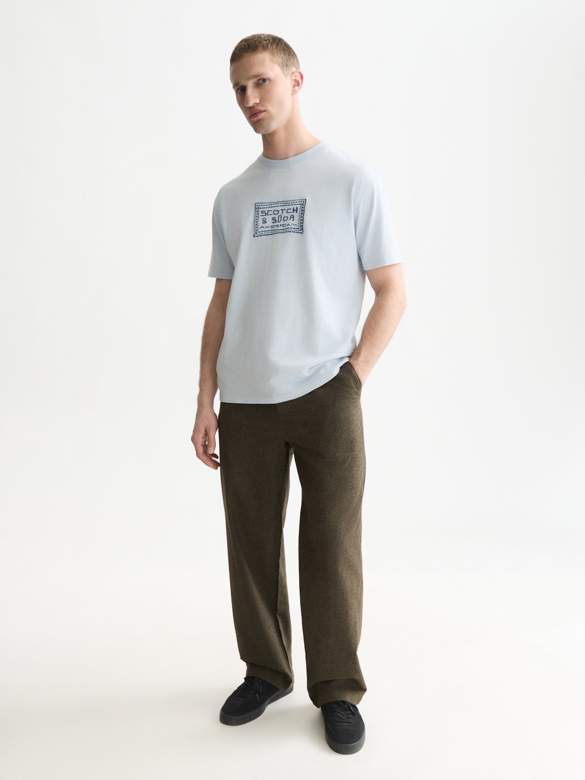 Embroidered Front Artwork Relaxed-Fit T-Shirt - Grey Dawn