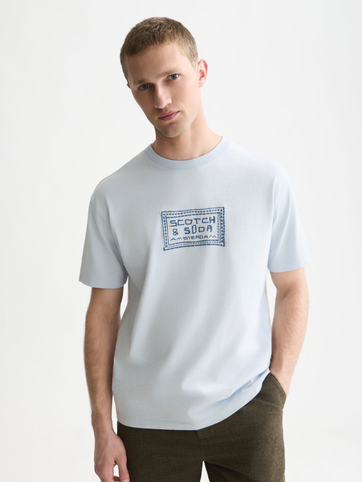 Embroidered Front Artwork Relaxed-Fit T-Shirt - Grey Dawn