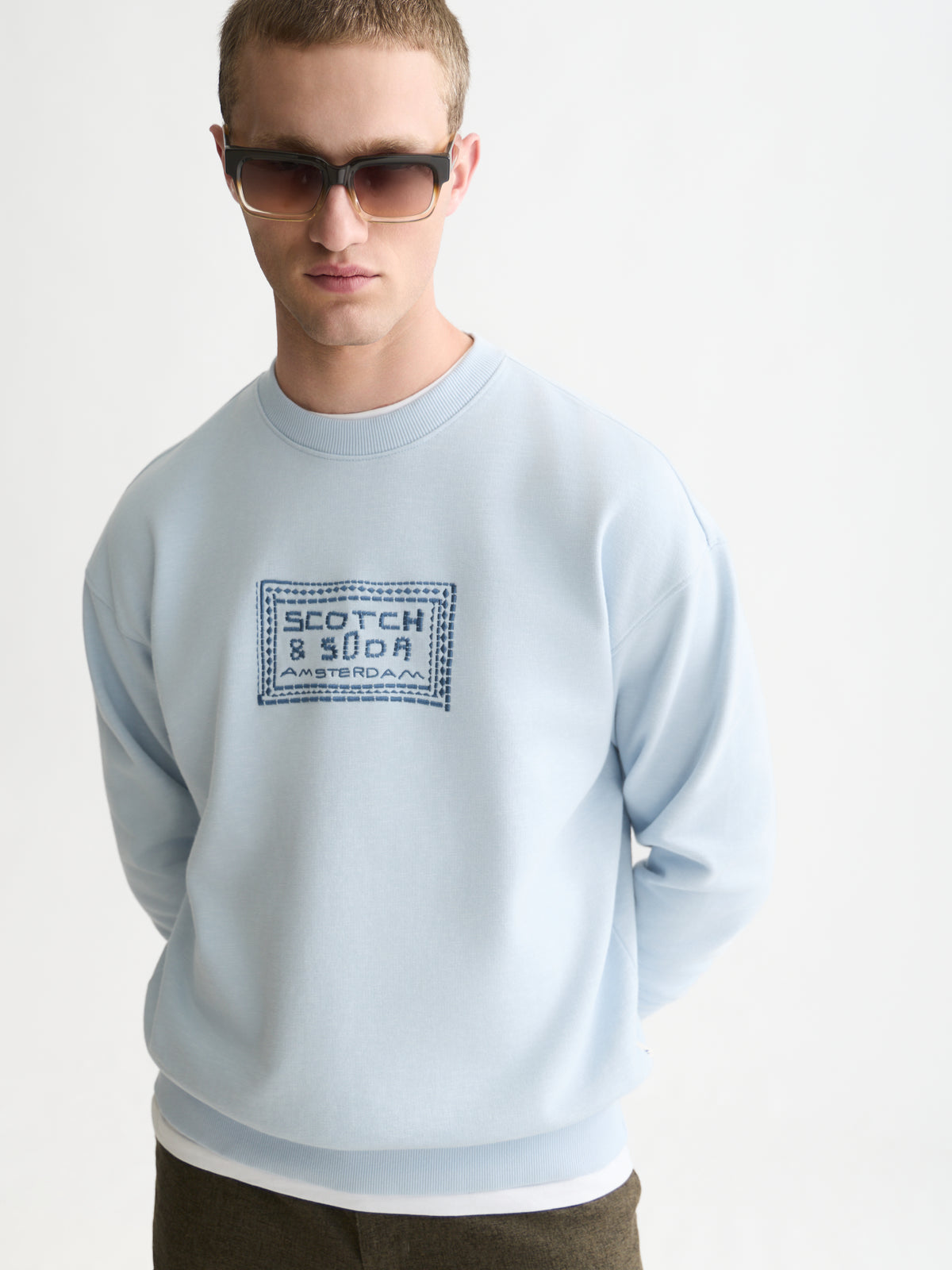 Front Embroidered Artwork Relaxed-Fit Sweatshirt - Grey Dawn