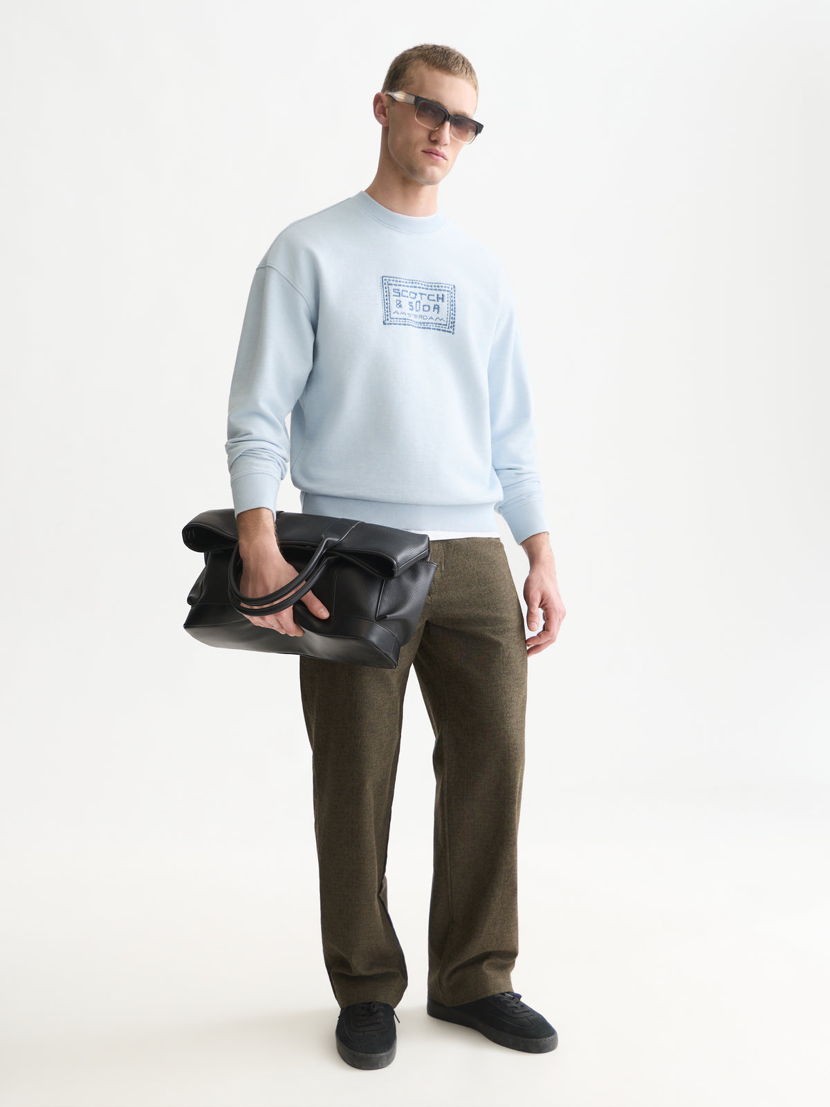 Front Embroidered Artwork Relaxed-Fit Sweatshirt - Grey Dawn