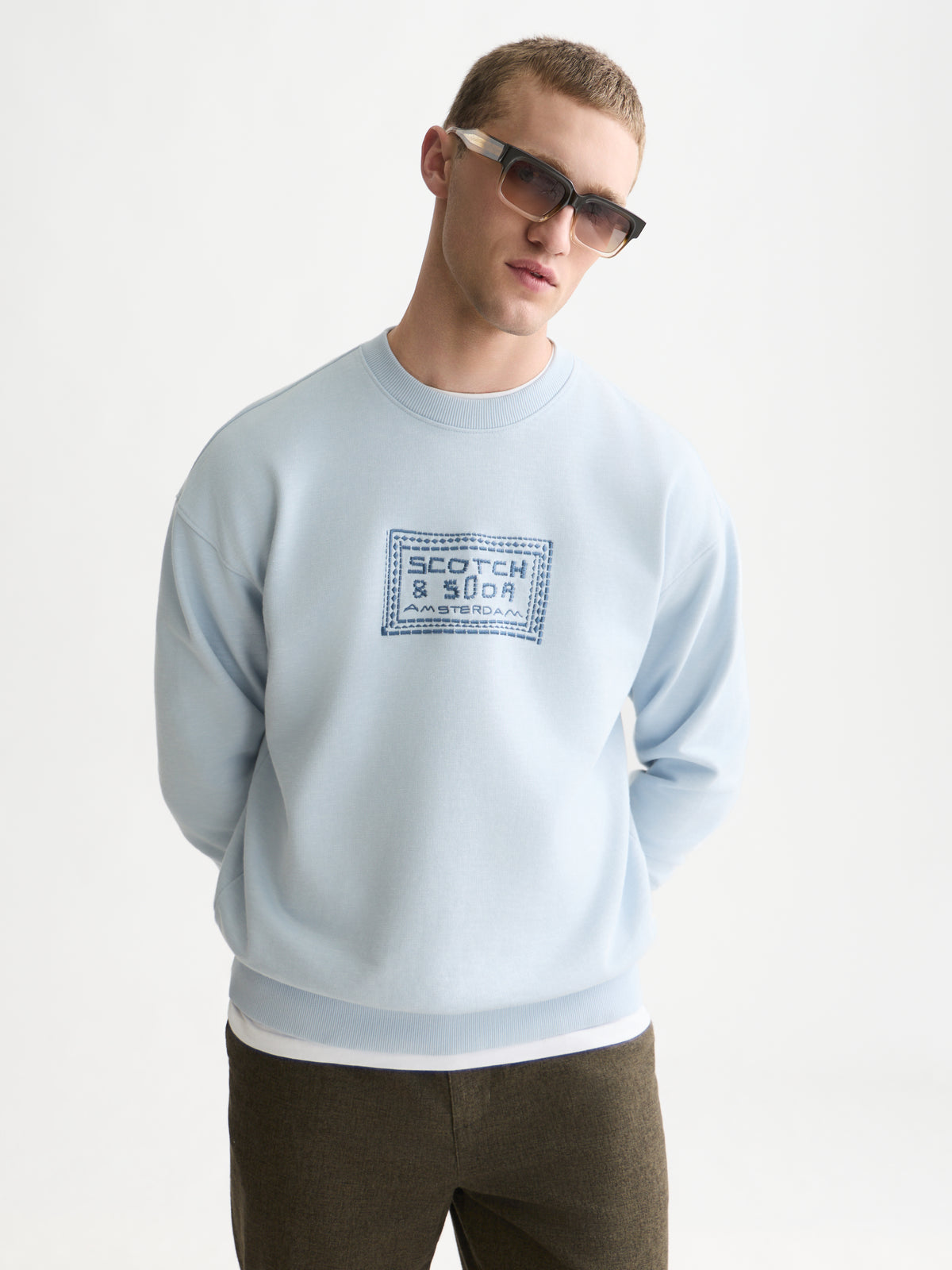 Front Embroidered Artwork Relaxed-Fit Sweatshirt - Grey Dawn