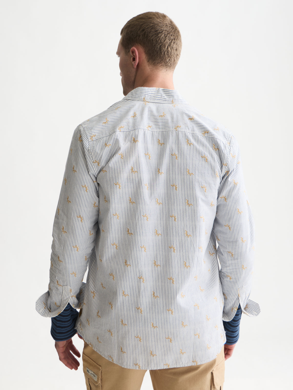 Yarn Dyed Clip Jacquard Regular-Fit Shirt - Bright White Stripe-2