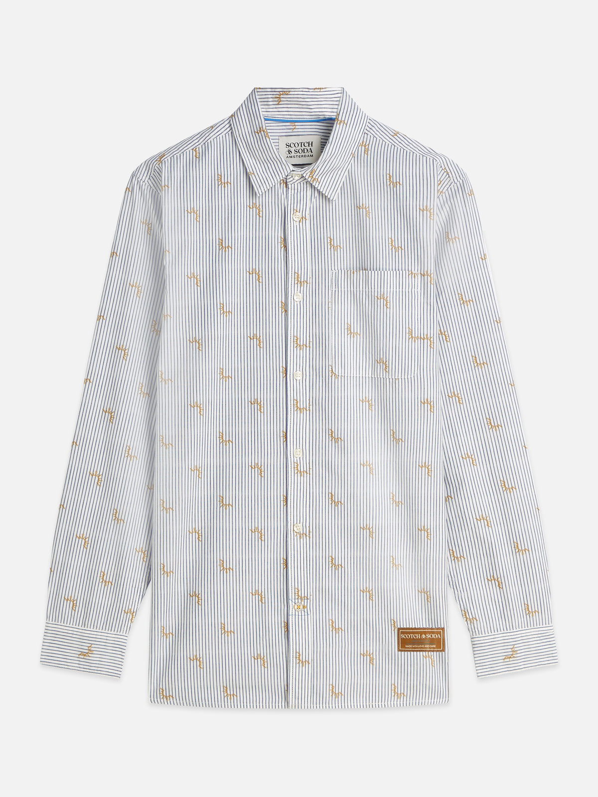 Yarn Dyed Clip Jacquard Regular-Fit Shirt - Bright White Stripe