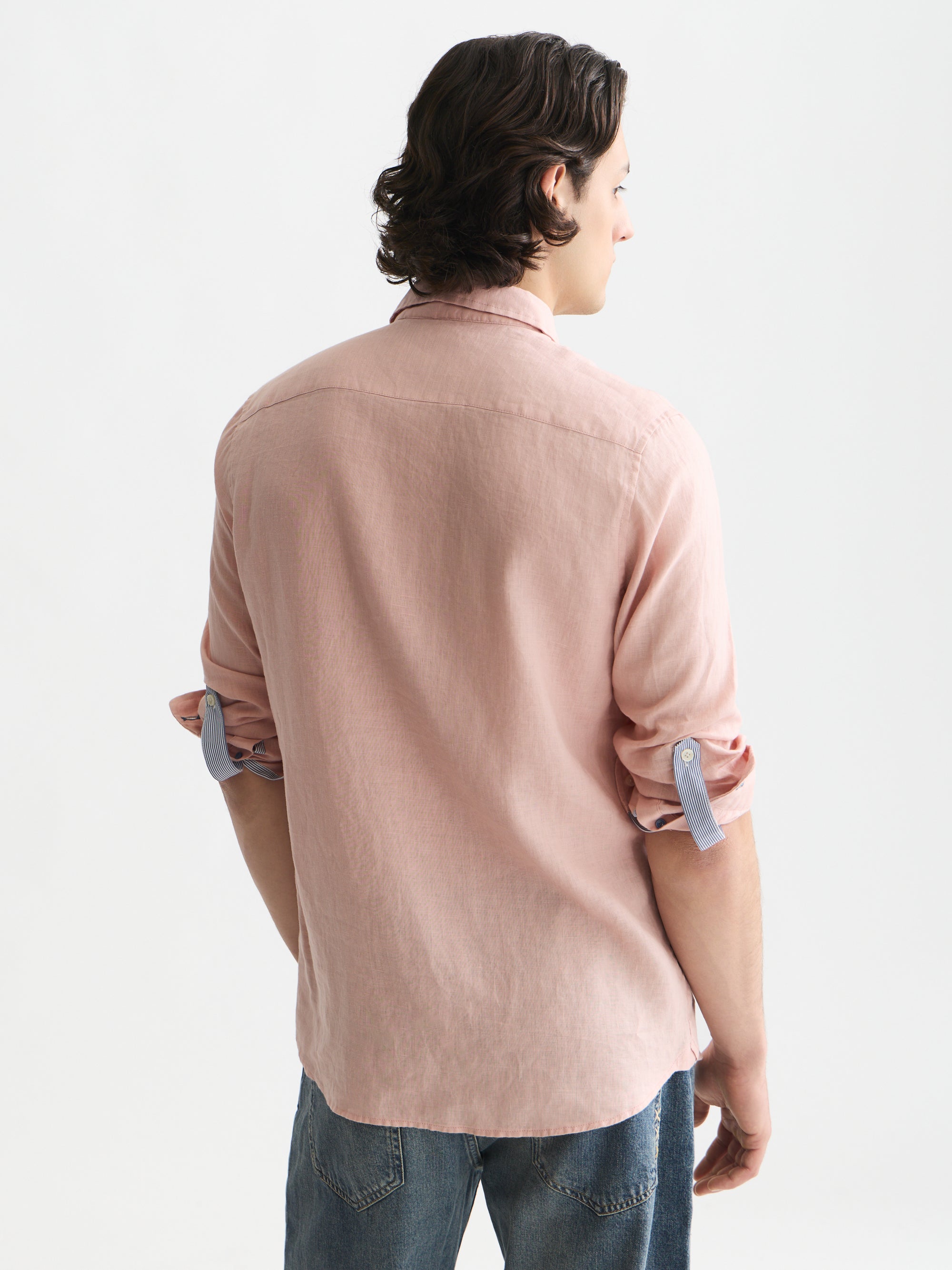 Solid Linen Regular Fit Shirt - Misty Rose