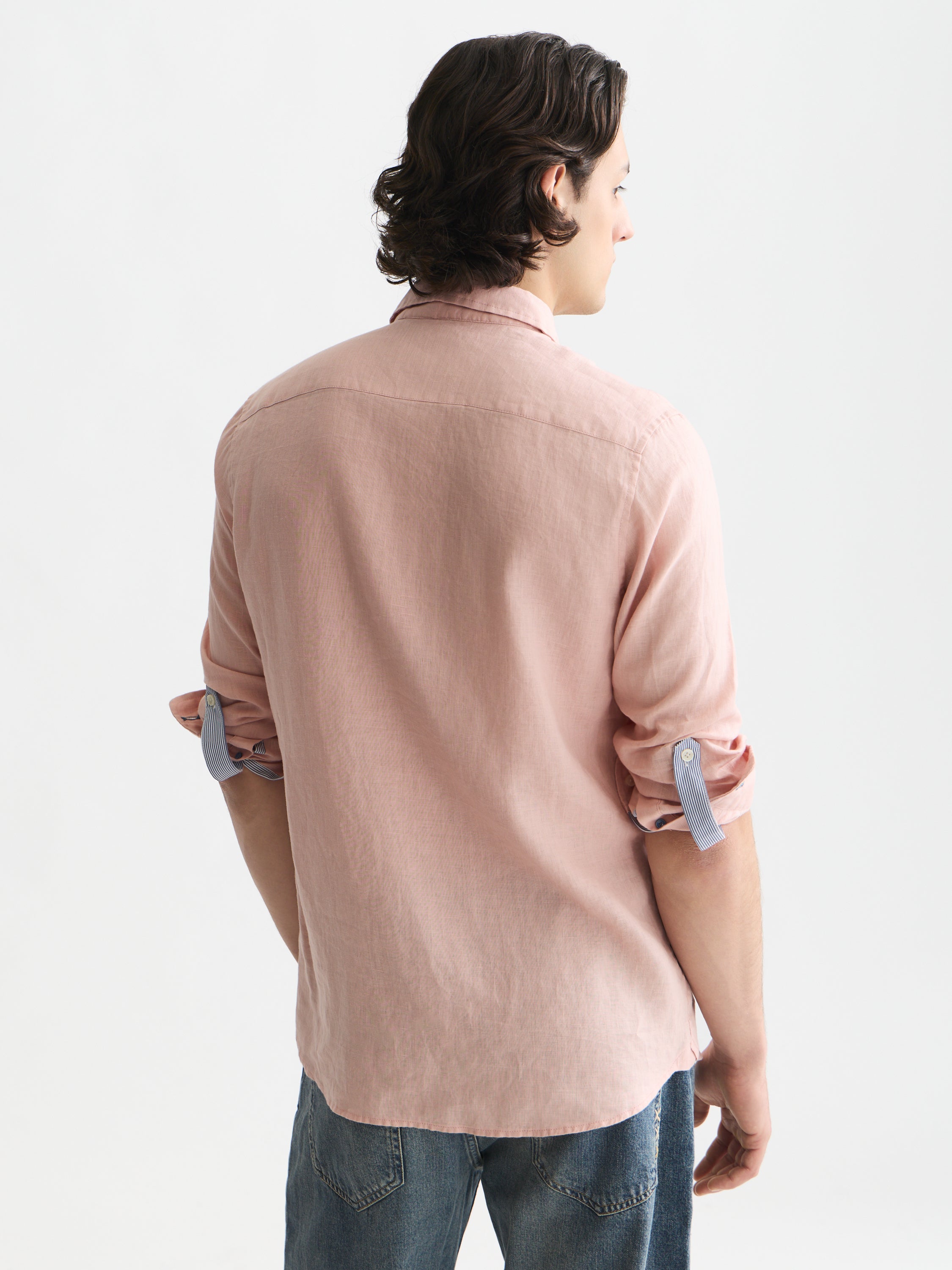 Solid Linen Regular Fit Shirt - Misty Rose