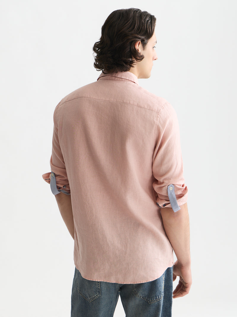 Solid Linen Regular Fit Shirt - Misty Rose