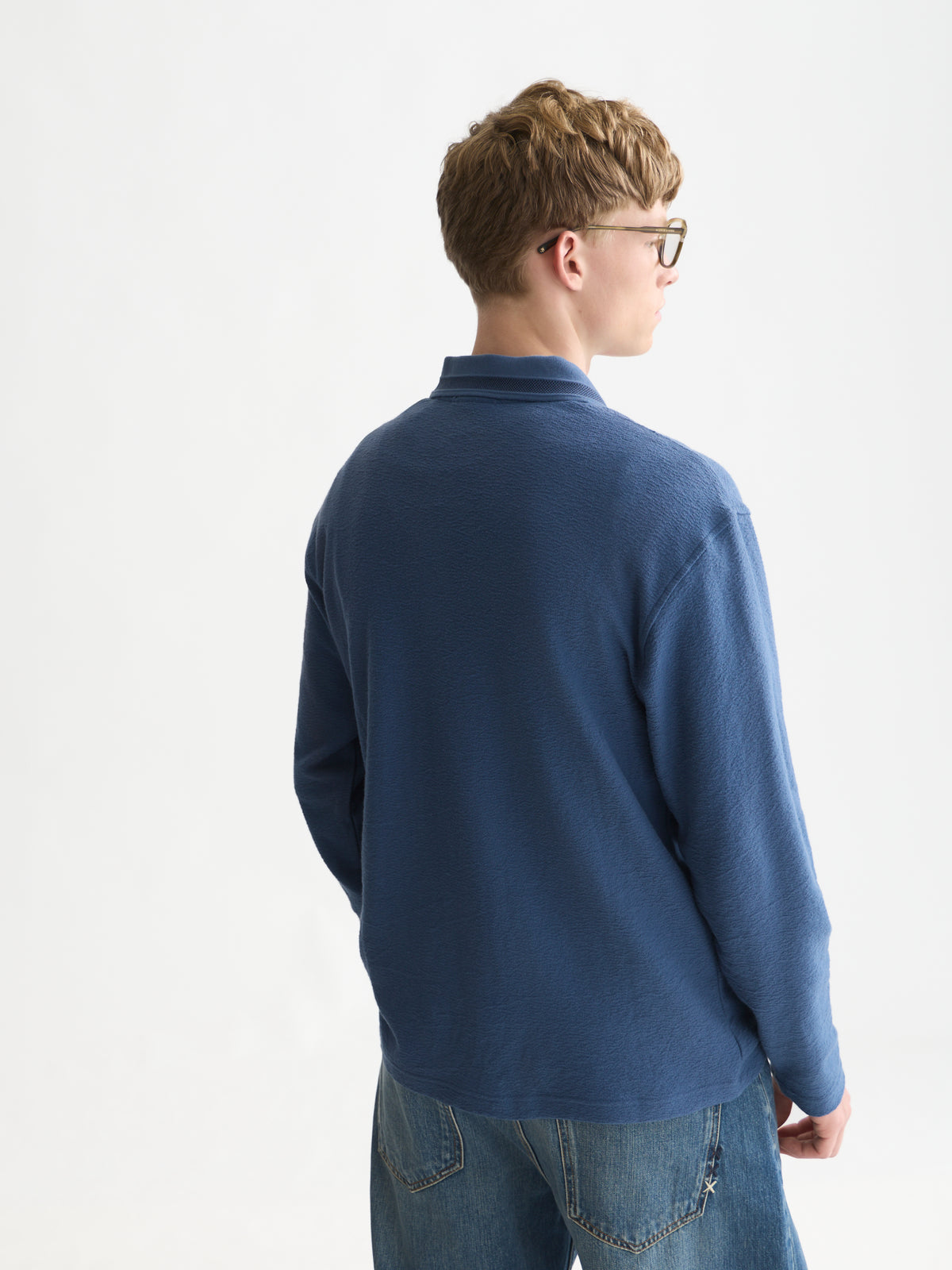 Structured Long Sleeved Polo - Ensign Blue-2