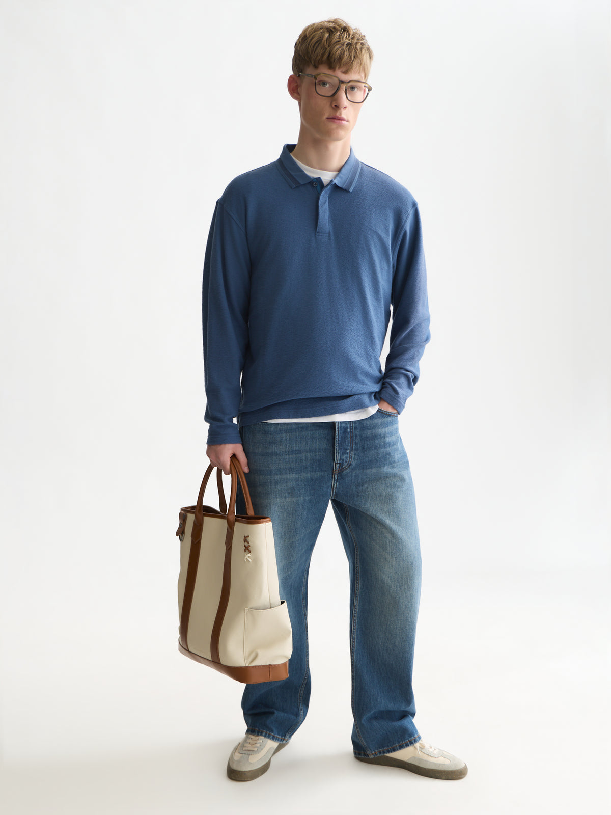 Structured Long Sleeved Polo - Ensign Blue-3