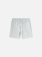 Striped Mid-Length Swim Shorts - Classic Stripe Oil Green