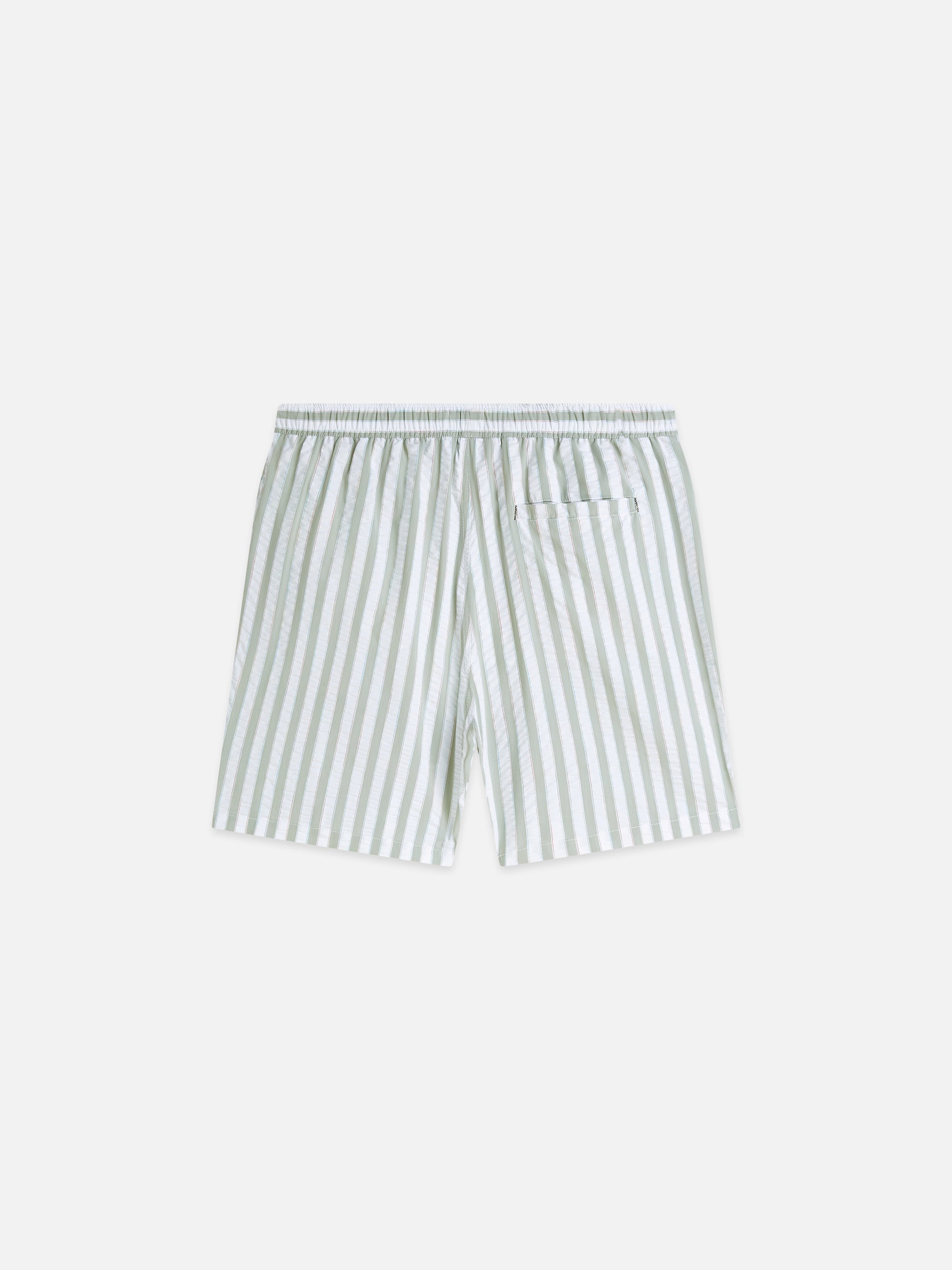 Striped Mid-Length Swim Shorts - Classic Stripe Oil Green