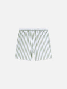 Striped Mid-Length Swim Shorts - Classic Stripe Oil Green